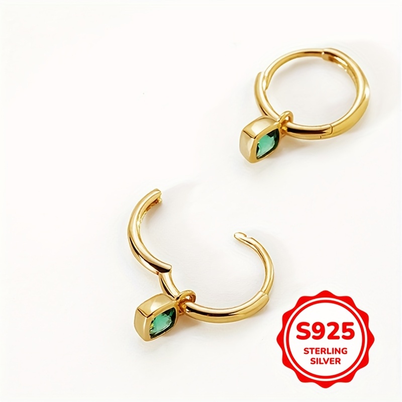 Women's Vintage Green Square Synthetic Zirconia Drop Earrings